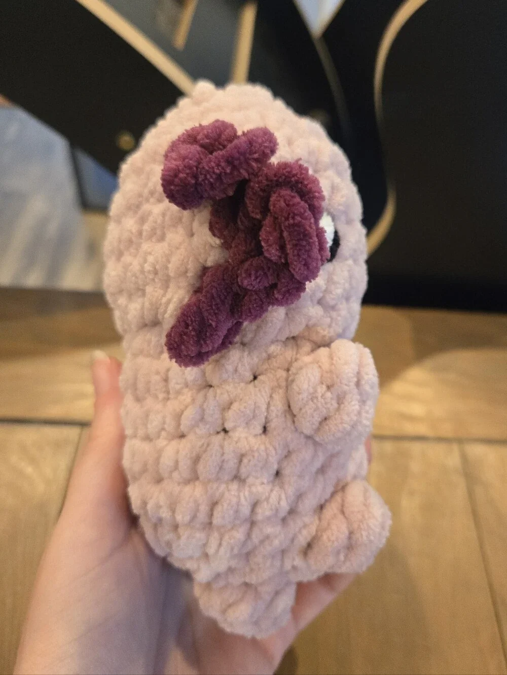 Handmade Plush Axolotl Plushie - Blush Pink with Deep Mauve Gills
